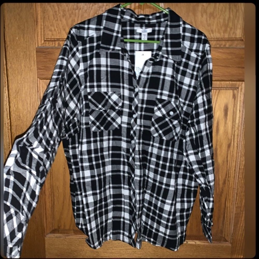 Croft & Barrow Plaid Button Down Top Sz 2X